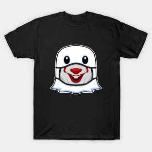 Ghost Halloween with Smiling Clown Mask T-Shirt